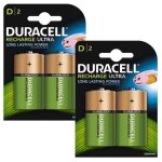 Pack de 4 piles rechargeables lr20 / hr20 ni - mh duracell ultra 30 Pack de 4 piles rechargeables lr20 / hr20 ni - mh duracell ultra 30
