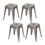 Pack 4 tabourets empilables bas en acier industriel 38x38x46cm thinia home