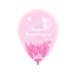 Pack de 6 ballons joyeux anniversaire rose / dimensions : 30 x 30 cm