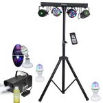 Pack 6 jeux de lumiere + pied dj + machine a fumee + produit pack sono light dj idéal soirée dansante ... Pack 6 jeux de lumiere + pied dj + machine a fumee + produit pack sono light dj idéal soirée dansante ...