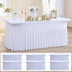 Pack de 6 nappes blanches en spandex pour tables rectangulaires de 180 cm nappe extensible sans plis ...
