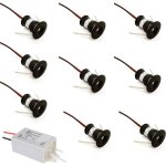 Pack de 9 mini spots led encastr�s de plafond bo�tier noir polyvalent pour cuisine escalier vitrine et ...