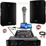 Pack ampli sono + 2 enceintes 600w + table de mixage + micro + cble pc + cble hp - pa sono dj light ...