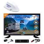 Pack antarion tv led 21. 5 54cm full hd android smart tv camping car + antenne 4g fit blanc wi - fi mi ...
