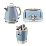 Pack ariete bouilloire 1l + grille - pain 4 fentes + presse - agrumes �lectrique bleu r�tro
