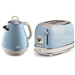 Pack ariete bouilloire �lectrique 1l + grille - pain acier bleu vintage r�tro