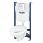 Pack bti support 5 en 1 - grohe - blanc - 1. 13 m - cramique - cuvette + abattant + plaque de commande ...