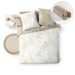 Pack botanica naturel ? housse de couette r�versible 240 x 220 cm coton + drap housse beige 140x190 cm ...