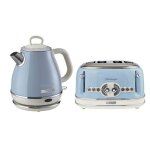 Pack ariete bouilloire electrique 1l sans fil 1630w + grille - pain 4 fentes 1600w bleu r�tro