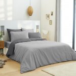 Pack complet 6 pices gris / anthracite rversible housse de couette pour lit 180 x 200 cm king size