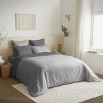 Pack complet 6 pi�ces gris / anthracite r�versible housse de couette pour lit 140 x 190 cm