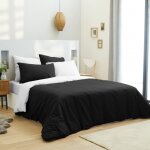 Pack complet 6 pices noir / blanc rversible housse de couette pour lit 140 x 190 cm
