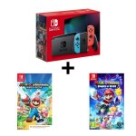 Pack : console nintendo switch n�on + mario + les lapins cr�tins kingdom battle (code dans la boite) ...