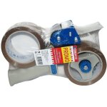Pack promo drouleur + 2 rouleaux adhsif - geko - 50 mm x 66 m - blanc et marron - plastique - brillant ...