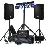 Pack dj sono 1600w bm sonic ampli 1000w paire denceintes 600w table de mix + 48 effets lumi�res pieds ...