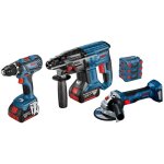 Pack �lectroportatif - bosch - gsr 18v - 28 / gbh 18v - 21 / gws 18v - 7 - 3 outils 18v - 2x4ah - coffret ...