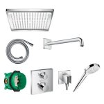Pack encastr douche crometta e 240 ecostate square chrom - hansgrohe - laiton - economie deau - jet ...