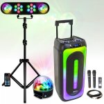 Pack enceinte 1000w usb bluetooth karaoke magic - sound1000 - 2 micros sans fil - pack lumire 4 effets ...