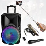 Pack enceinte karaoke sur batterie autonome bluetooth usb party - 15rgb sono - 2 micros - 1 enceinte ...