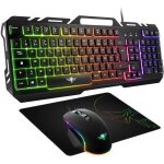 Pack gaming clavier souris et tapis pro - mk5 r�tro �clair� rgb - souris 7 boutons 6200 dpi - clavier ...