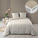 Pack housse de couette 220 x 240 cm mareva + drap housse 140 x 190 beige