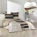 Pack housse de couette 220x240 cm so natural + drap housse 140x190 cm blanc - 100% coton