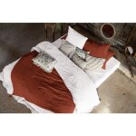 Pack housse de couette 240 x 220 cm blanc + bout de lit 90 x 200 cm terracotta ? double gaze de coton ...