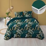Pack housse de couette 260 x 240 cm nelida + drap housse 160 x 200 emeraude