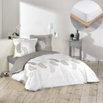 Pack housse de couette goyave 200x200 cm + drap housse 140x190 blanc