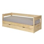 Pack lit banquette gigogne avec tiroir et matelas ravi bois 80x200 cm