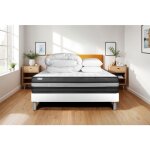 Pack lit complet 180x200 cm - matelas + sommier blanc (en kit) + 2 oreillers + couette - vital power ...