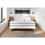 Pack lit complet 180x200 cm - matelas + sommier blanc (en kit) + 2 oreillers + couette - vital spa blanc ...