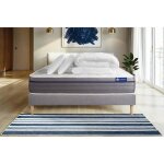 Pack lit complet 180x200 cm - matelas + sommier gris (en kit) + 2 oreillers + couette - actiflex zen