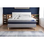 Pack lit complet 180x200 cm - matelas + sommier gris (en kit) + 2 oreillers + couette - actimemo con