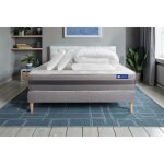 Pack lit complet 180x200 cm - matelas + sommier gris (en kit) + 2 oreillers + couette - actimemo rel