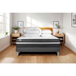 Pack lit complet 180x200 cm - matelas + sommier gris (en kit) + 2 oreillers + couette - vital power zen ...