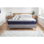 Pack lit complet 200x200 cm - matelas + sommier gris (en kit) + 2 oreillers + couette - actilatex mo