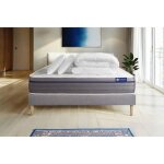 Pack lit complet 200x200 cm - matelas + sommier gris (en kit) + 2 oreillers + couette - actilatex ze