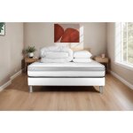 Pack lit complet - matelas 180x200 cm + sommier tapissier � lattes (en kit) + 2 oreillers + couette - ...
