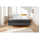Pack lit complet - matelas 180x200 cm + sommier tapissier  lattes (en kit) + 2 oreillers + couette - ...