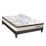 Bellecour literie pack bellecour 3. 0 160x200 cm matelas ressorts + sommier bois + accessoires