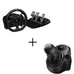 Pack logitech volant de course g923 - compatible ps5 ps4 et pc + levier de vitesse driving force shifter ...