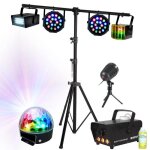 Pack lumire support 280m - 6 jeux de lumire projecteur par - derby - stroboscope - boule astro - machine ...