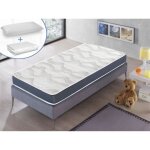 Pack matelas 90x190 cm lit enfants h14 cm ergo confort + 1 oreiller junior 90x35 cm + 1 protge matelas ...