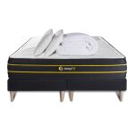 Pack matelas ultra 160x200 + double sommiers noir 80x200 + couette + 2 oreillers 160 x 200 cm noir