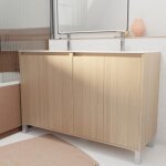 Pack meuble salle de bains 120 cm chne clair 4 portes avec vasque cramique - xenos