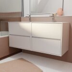 Pack meuble salle de bains 120 cm laque blanc 4 tiroirs avec vasque cramique - xenos