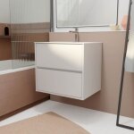 Pack meuble salle de bains 60 cm laqu blanc 2 tiroirs avec vasque cramique - xenos