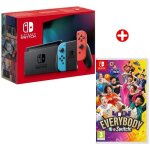 Pack nintendo : console nintendo switch ? bleu non & rouge non + everybody 1 - 2 - switch!