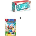 Pack nintendo switch lite turquoise + mario + the lapins cr�tins kingdom battle jeu switch